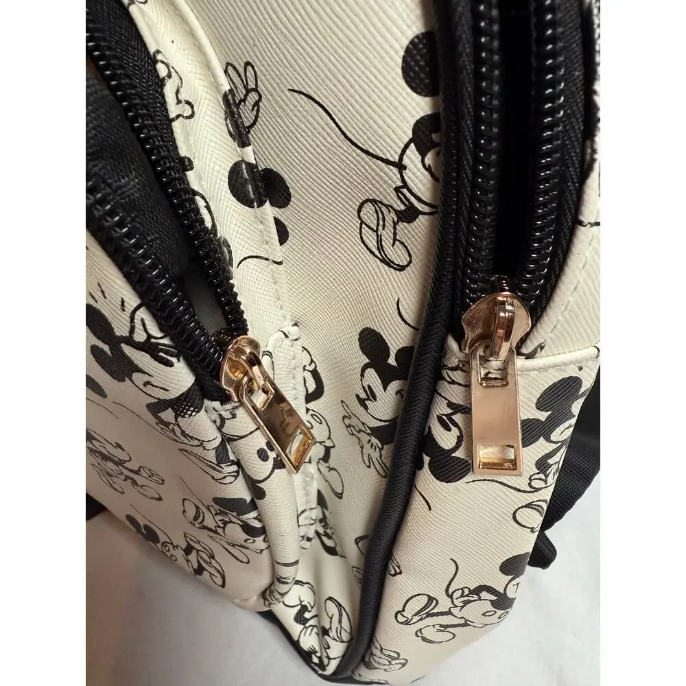 Bioworld Disney Mickey Mouse Mini Backpack Black White Zippered Closure
